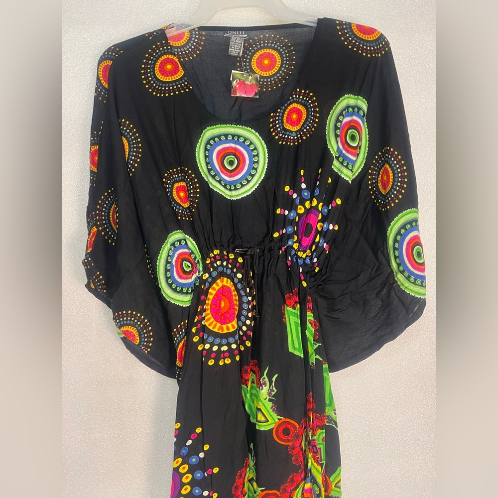 Uniti Casual Black Dress with Colorful Patterns